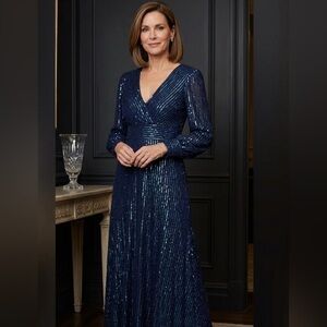 Elegant Blue Sequin Dress